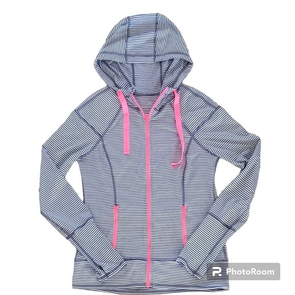 90 Degree by Reflex Striped Hooded Running Track Jacket with Thumbholes NEW - Picture 5 of 9